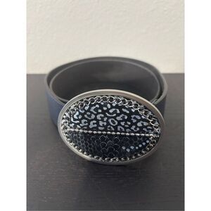 Chico’s Embossed Buckle Leather Belt